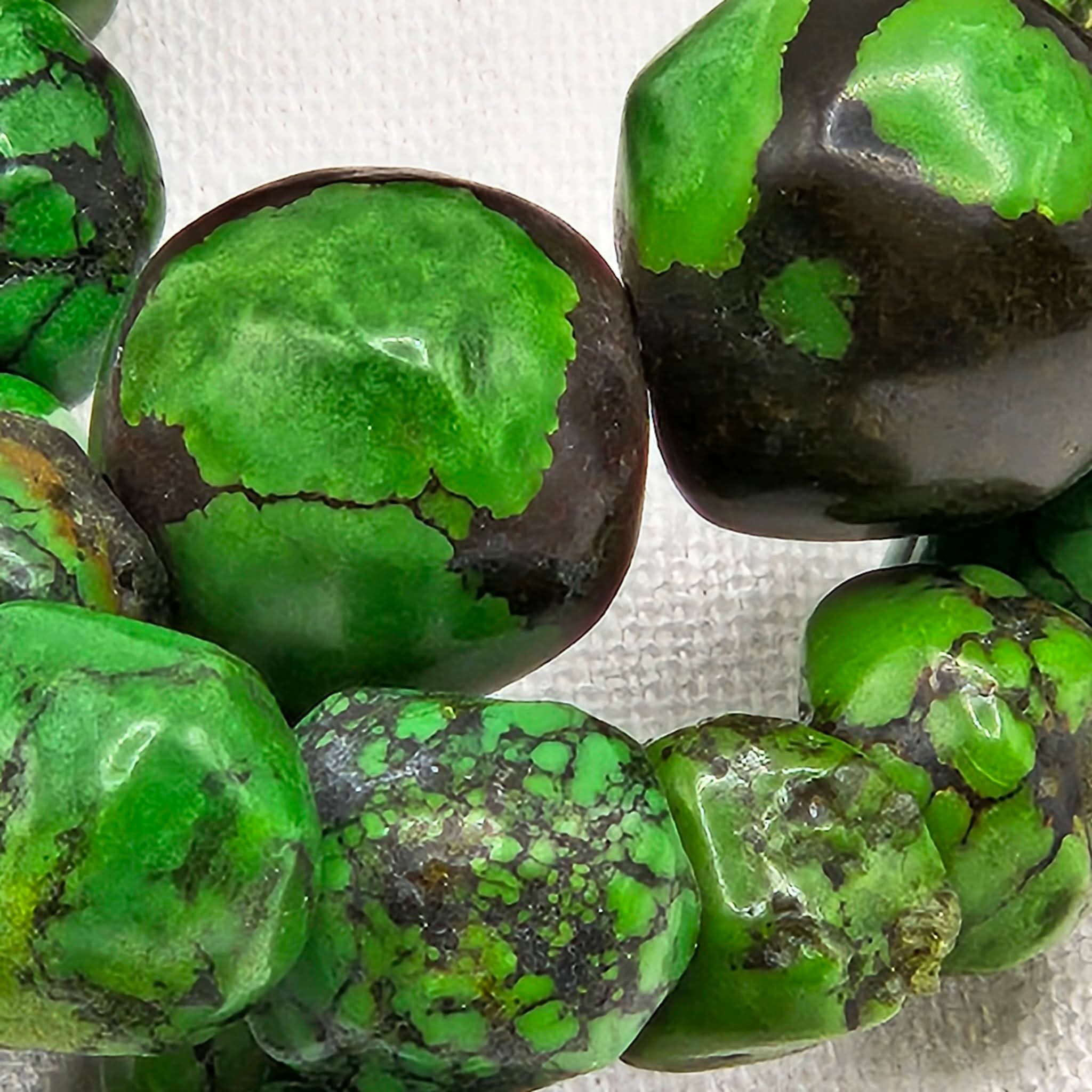 Genuine Green Turquoise Handmade Graduated Round Beads - Premium 16" Strand